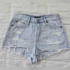 Aeropostale High Rise Shorty Distressed Denim Shorts Size 2